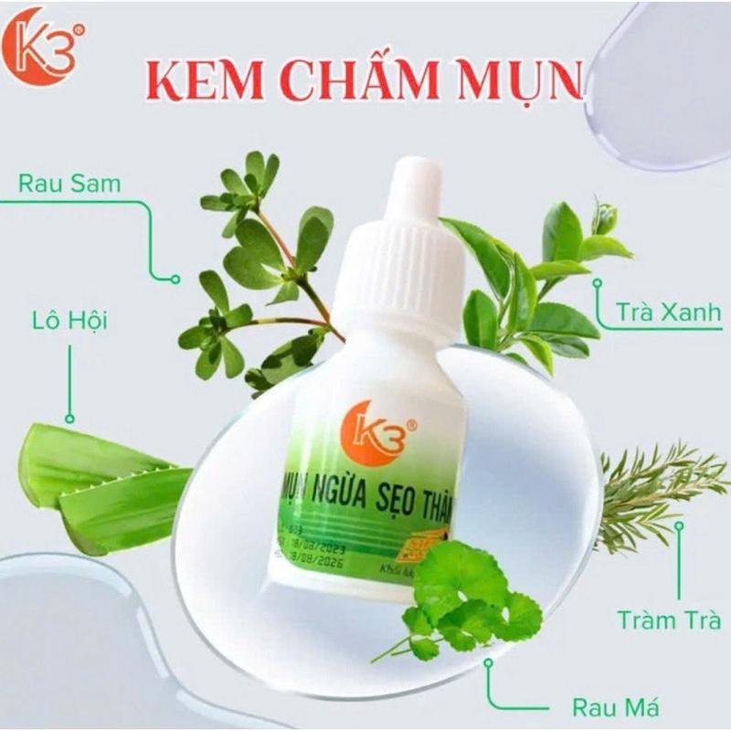 Kem chấm mụn siêu tốc K3 xoá mụn bọc đầu đen trứng cá mờ thâm liền sẹo  10g  