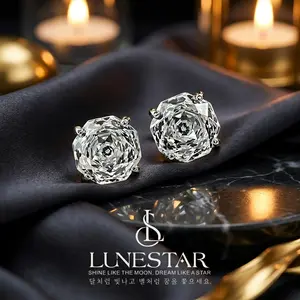 LUNESTAR Set Perhiasan Kalung & Anting - Potongan Berlian Rose-Cut Mewah 8mm - Anti Karat & Aman untuk Kulit Sensitif