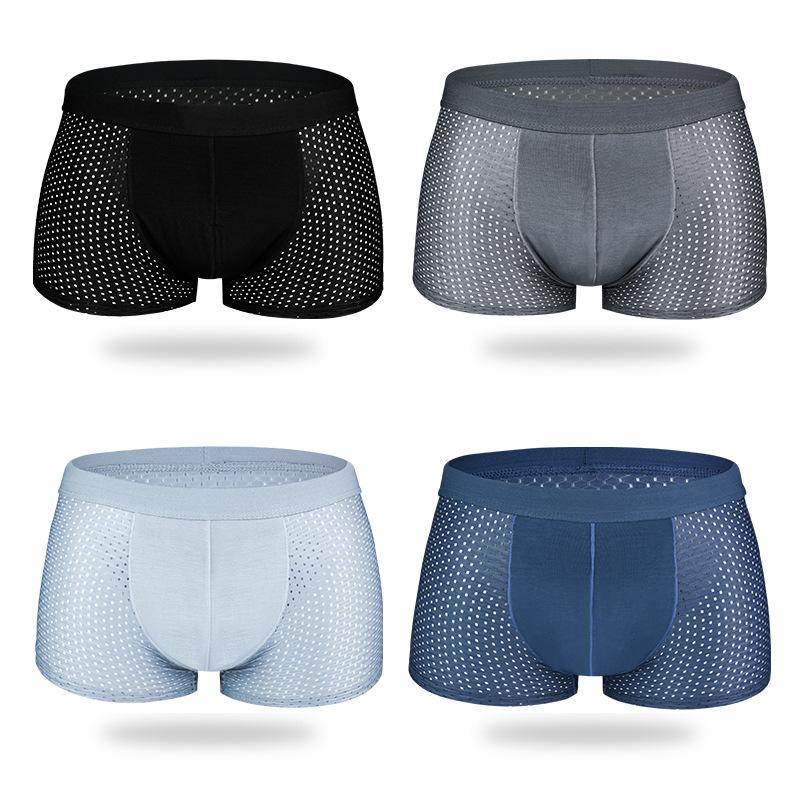 Quần Lót Boxer Nam, Chất Liệu Lụa Lạnh 4 Cái / lốc, Thiết Kế Lưới, Thoáng Khí, Quần Đùi Thoải Mái 1
