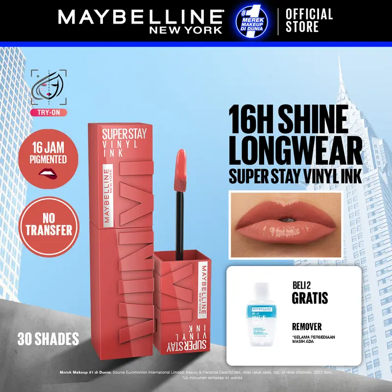 [PROMO GAJIAN] MAYBELLINE Superstay Vinyl Ink 4.2 ml - Shiny Pigmented Liquid Lipstik Lipstick Make Up Lipcream Longlasting 0