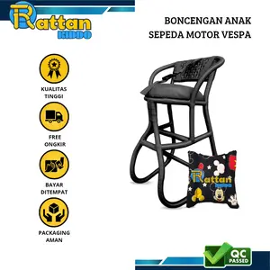 GRATIS ONGKIR Kursi Boncengan VESPA MULTIFUNGSI untuk Anak Full Anyaman Jok Karakter GRATIS BANTAL STANG