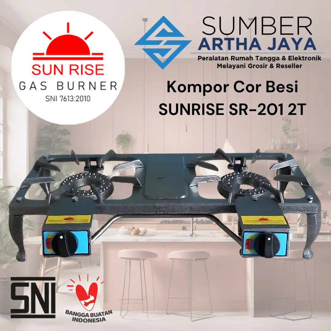 SUNRISE Kompor Cor / Kompor Api Seribu 2 Tungku SR-201 Auto 2T Tekanan Rendah Besi Kompor Mata