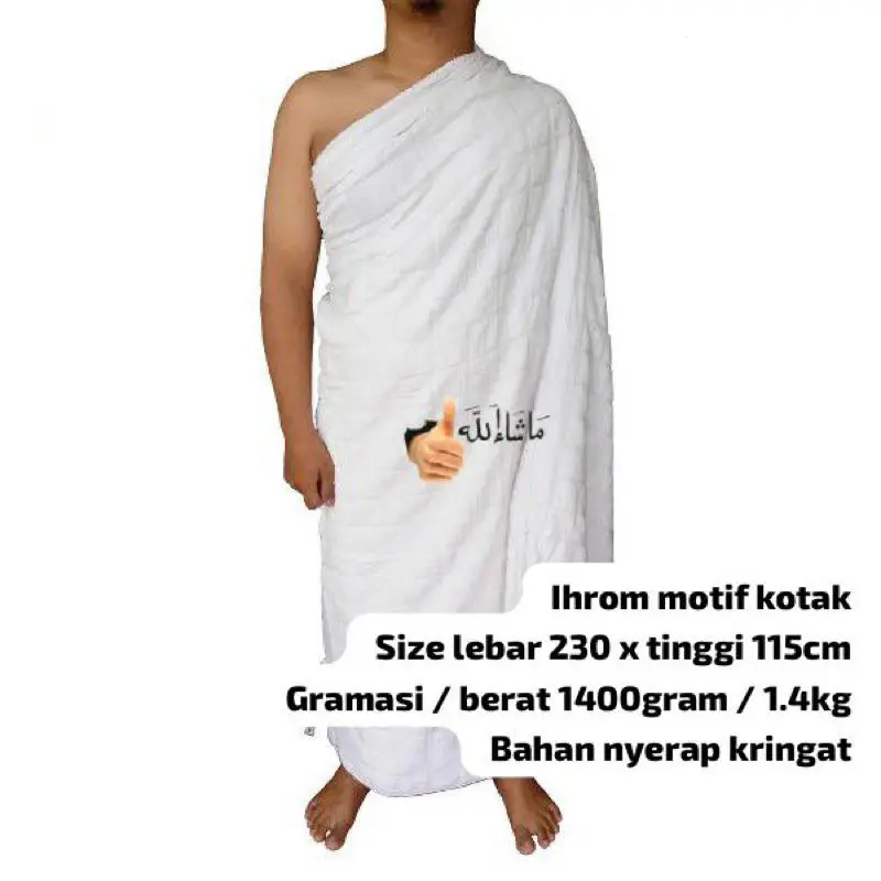 Kain Pakaian Ihrom Halus Ihram Nyerap Keringat Pria Perlengkapan Haji Umroh