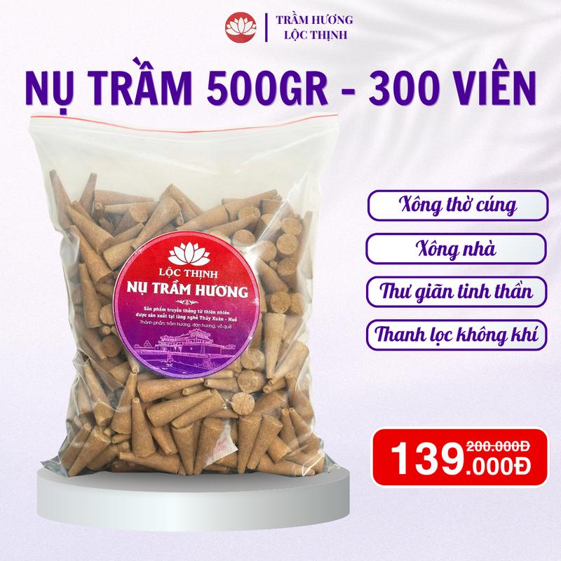 Nụ Trầm Hương Lộc Thịnh, Túi Zip 300 Viên, Nhang Sạch Thiên Nhiên, Thơm Nhẹ, Dễ Chịu, Không Nồng, Không Gắt, Dùng Xông Nhà, Xông Cửa Hàng, Thanh Lọc Không Khí