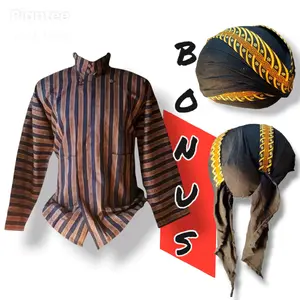 Surjan Baju adat Pria Dewasa - LURIK Solo Jogja Remaja Motif Garis Garis Katun Rajut
