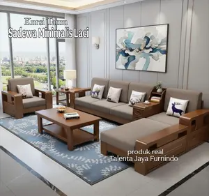 Kursi tamu jati Sadewa laci kekinian modern