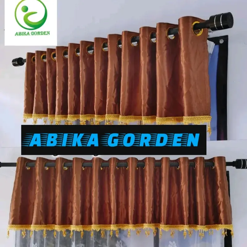 Gorden Poni Blackout Import Printing Abu Model Smokring Tinggi 40 Cm Kain Renda Curtain 4