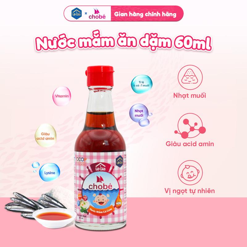  Nước mắm cho bé Lê Gia nguyên chất nhạt muối giàu Acid Amin chai 60ml 