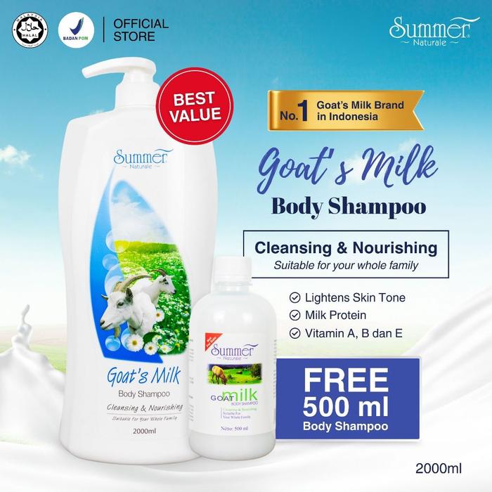 Gambar Summer Naturale - Body Shampoo Sabun Mandi Goat’s Milk Susu Kambing Cleansing Nourishing Pump 2000 ml dari Summer Naturale Indonesia Kota Medan Tokopedia