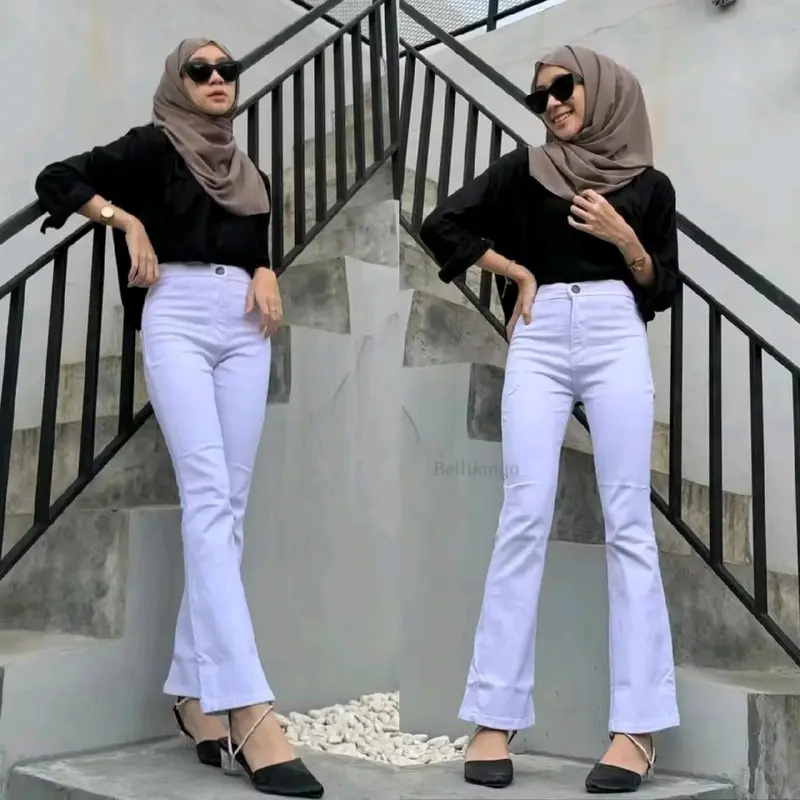celana cutbray jeans premium warna putih 2