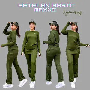 SETELAN olahraga Baju senam Setelan zumba aerobic gym hijau army
