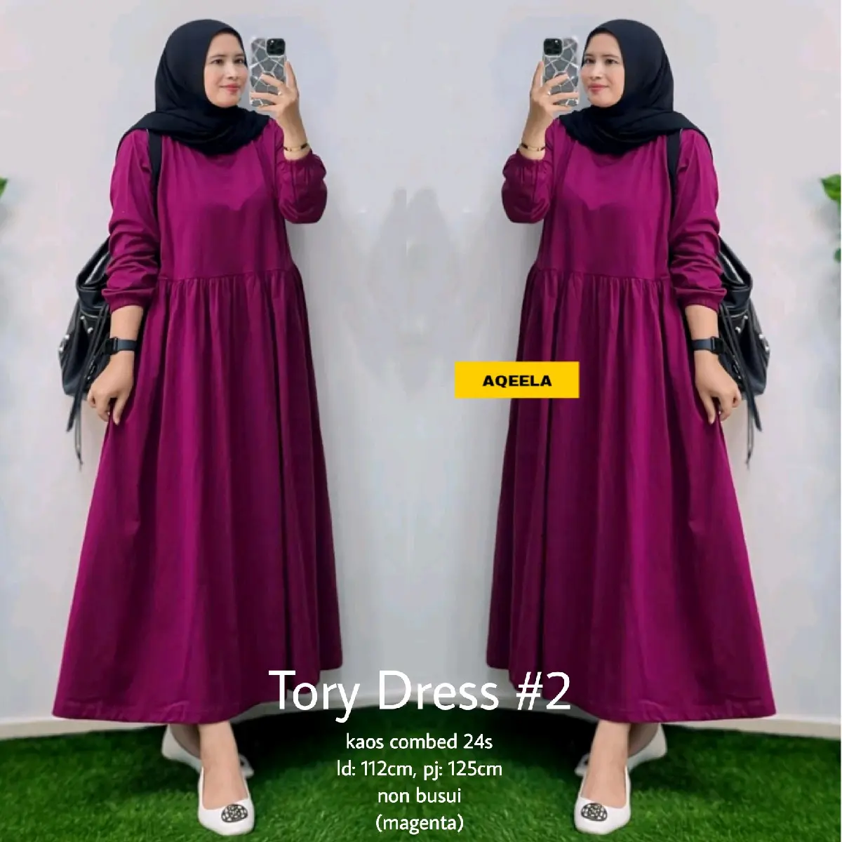 Baju Tory Dress Combed Casual Midi Dress Nyaman Gamis Muslim Kondangan