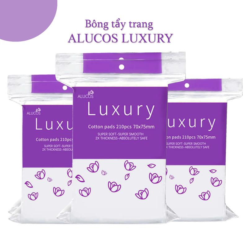 Combo 03 02 Gói Bông tẩy trang Alucos Luxury 210 miếng gói