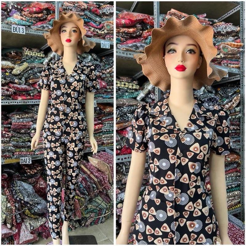 Đồ bộ cổ Vest quần dài áo tay ngắn thun Ati size1,2,3,4,5 Thoải mái Women Voi Top 2
