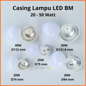 Kesing Casing Lampu LED BM Cover LED Baru Watt Lengkap 20 25 30 40 50 Watt