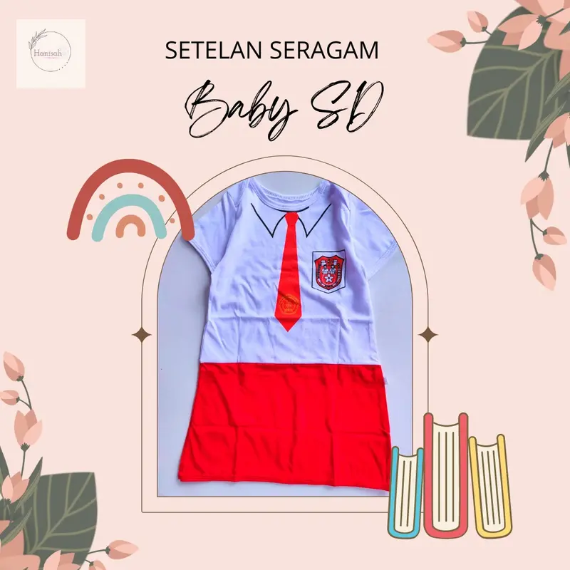 Setelan seragam sekolah baby cewek size M Katun 1