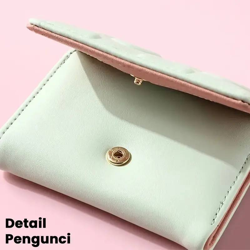 Dompet Lipat Wanita Motif Love Timbul Dompet Mini Wanita  Lucu New Collection BY009 Kartu Kulit 5