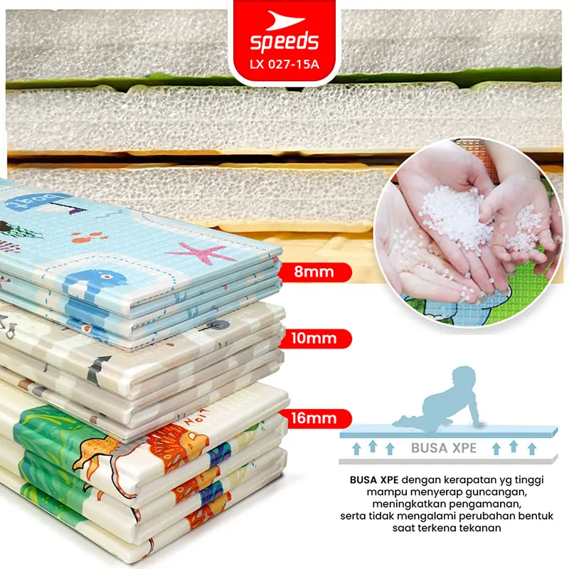 SPEEDS Playmate Anak 115 x 180 Tebal 9mm Tikar Lipat Bayi Playmate Bayi Matras Bermain Bayi Foam XPE Playmat Karpet 027-26-B 1