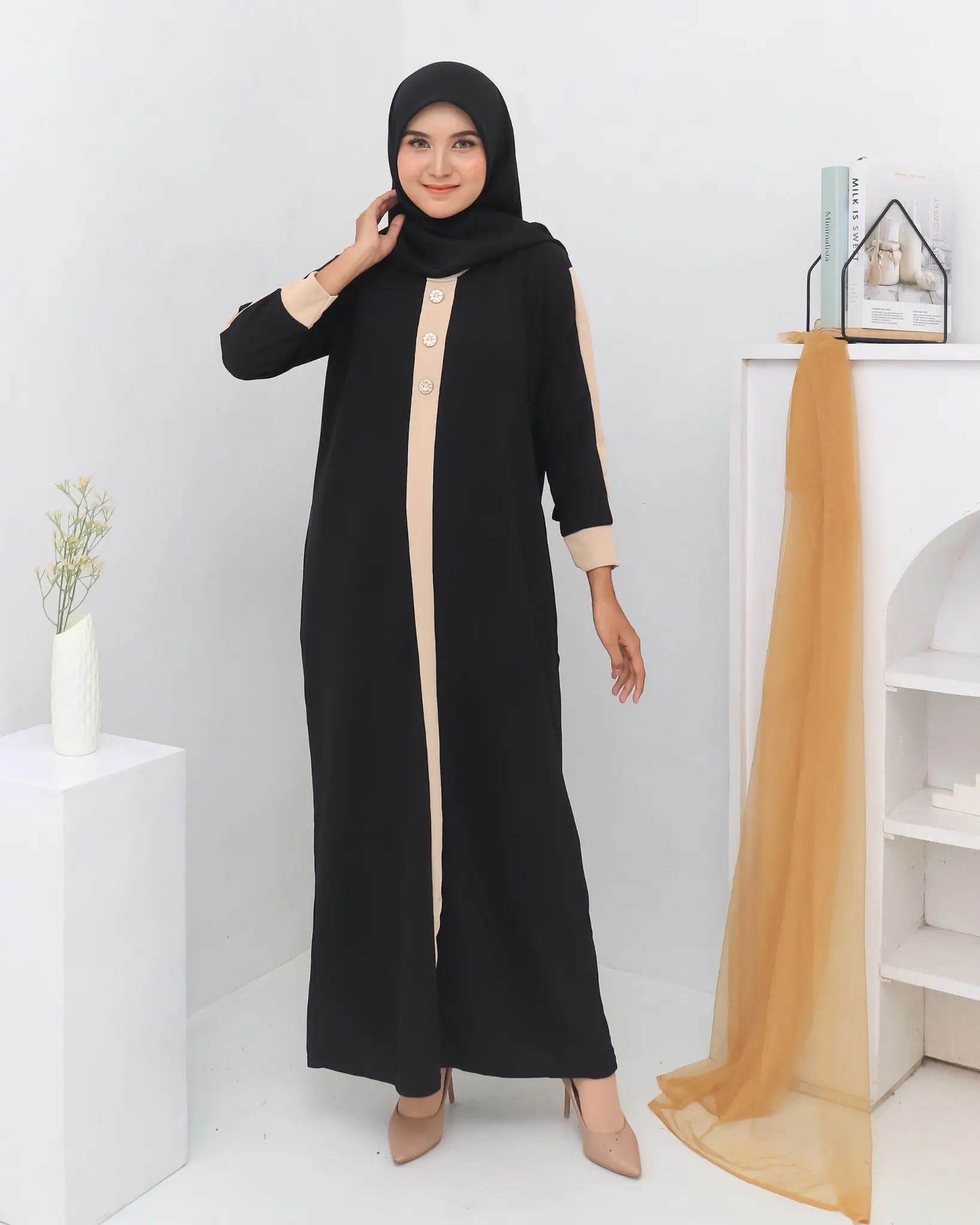 Hana dress knit gamis model lebaran mewah