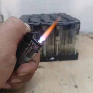 Korek Api Bara polos transparan tahan angin Full isi bisa di isi ulang