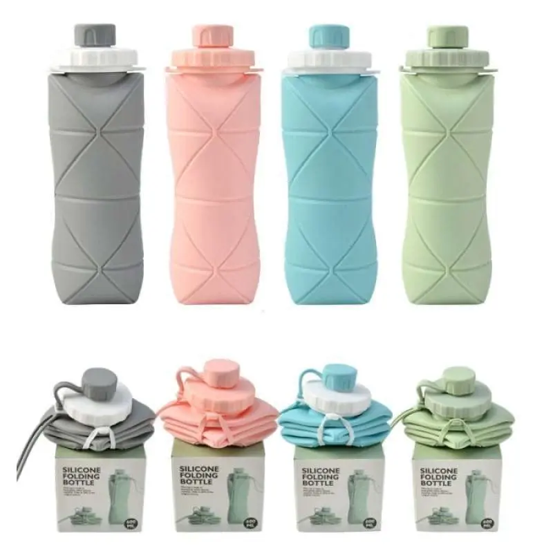Botol Minum Lipat Origami Portable Foldable Water Bottle bahan silikon isi 600ml