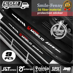 9pcs Stiker carbon Mobil honda mobilio Karbon 3D Pelindung Pintu Dari Pijakan Kaki Sticker Anti Gores mobil honda mobilio