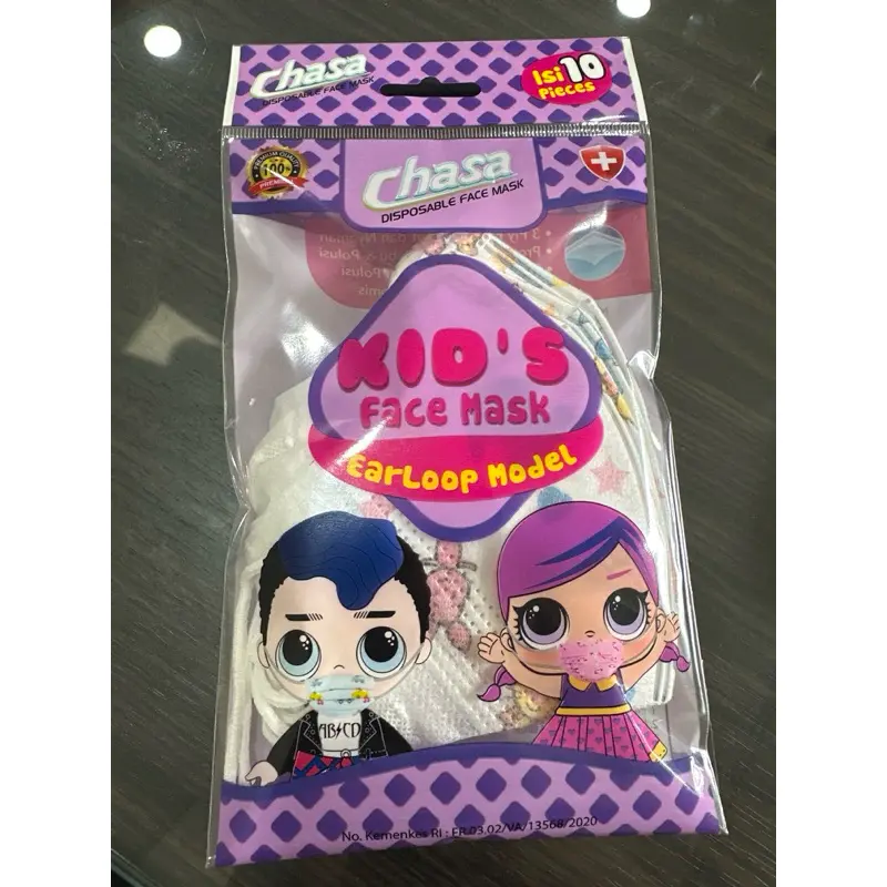Duckbill Anak Chasa Sachet per 10pcs 3ply Earloop Masker Duckbill Anak Motif Earloop Kemenkes / Masker Medis Anak Motif 4