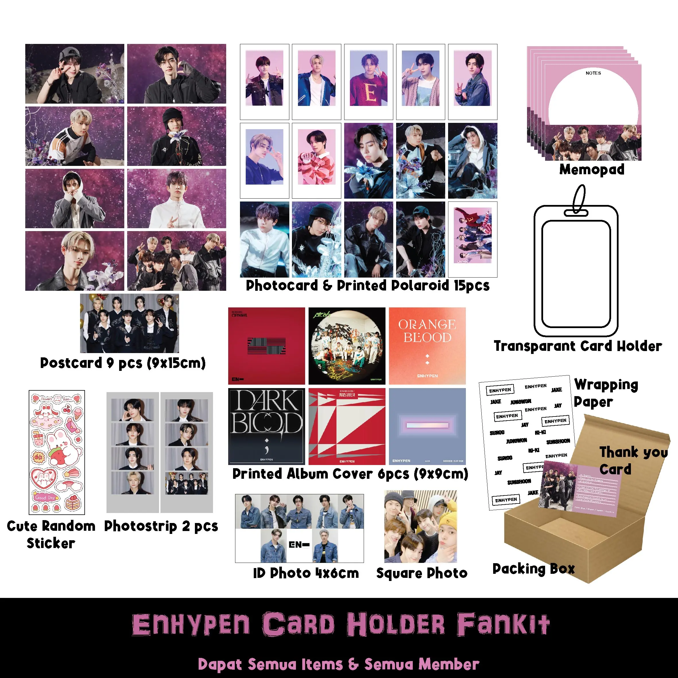 Enhypen Fankit - dapat semua items - Enhypen Photocard & Card Holder Fankit - Coocha.id