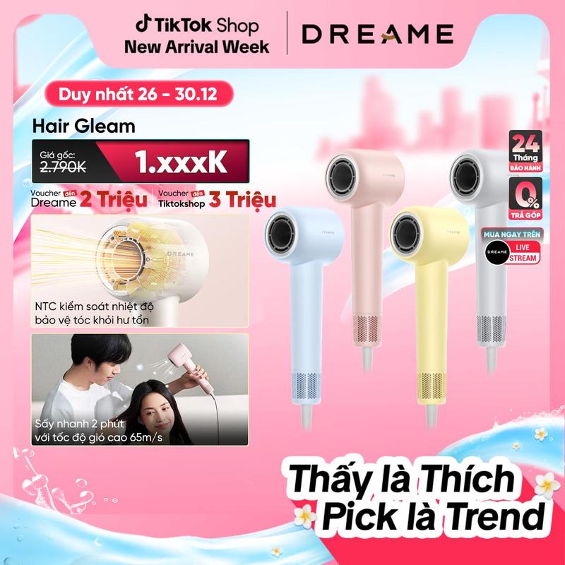 Máy sấy tóc Dreame Hair Gleam - Hàng chính hãng - Bảo hành 24 Tháng Nữ