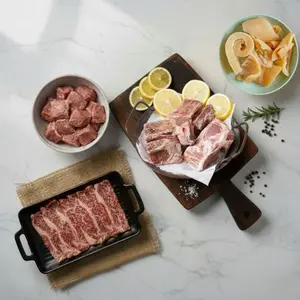 Paket Protein Sapi Seminggu 1 Pack - Daging Sapi Sop 250g, Shabu Brisket Slice AUS 250g, Iga Sapi Kaldu 500g, Kikil Kulit Sapi 500g - Cocok untuk Masakan Rumahan