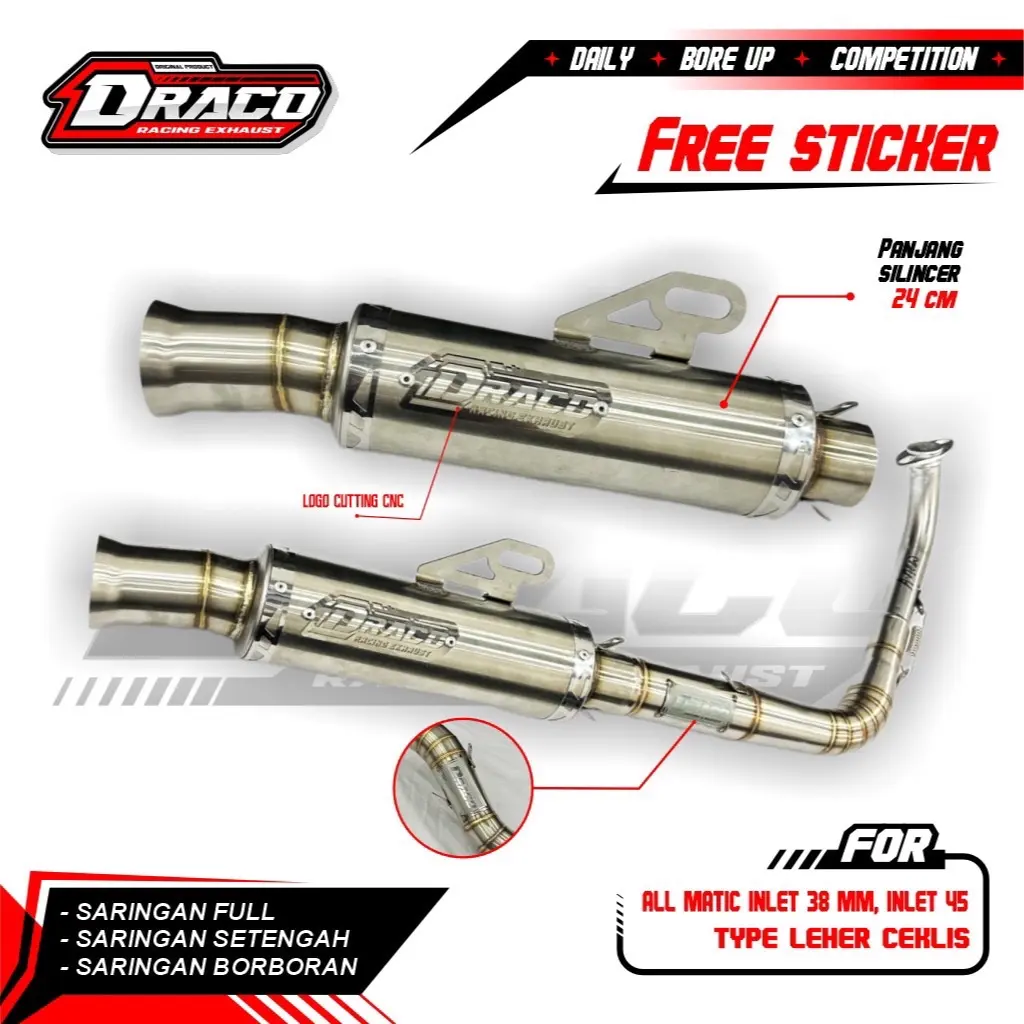 Knalpot Draco type salemba Aerox nmax VARIO VARIO 160 beat mio