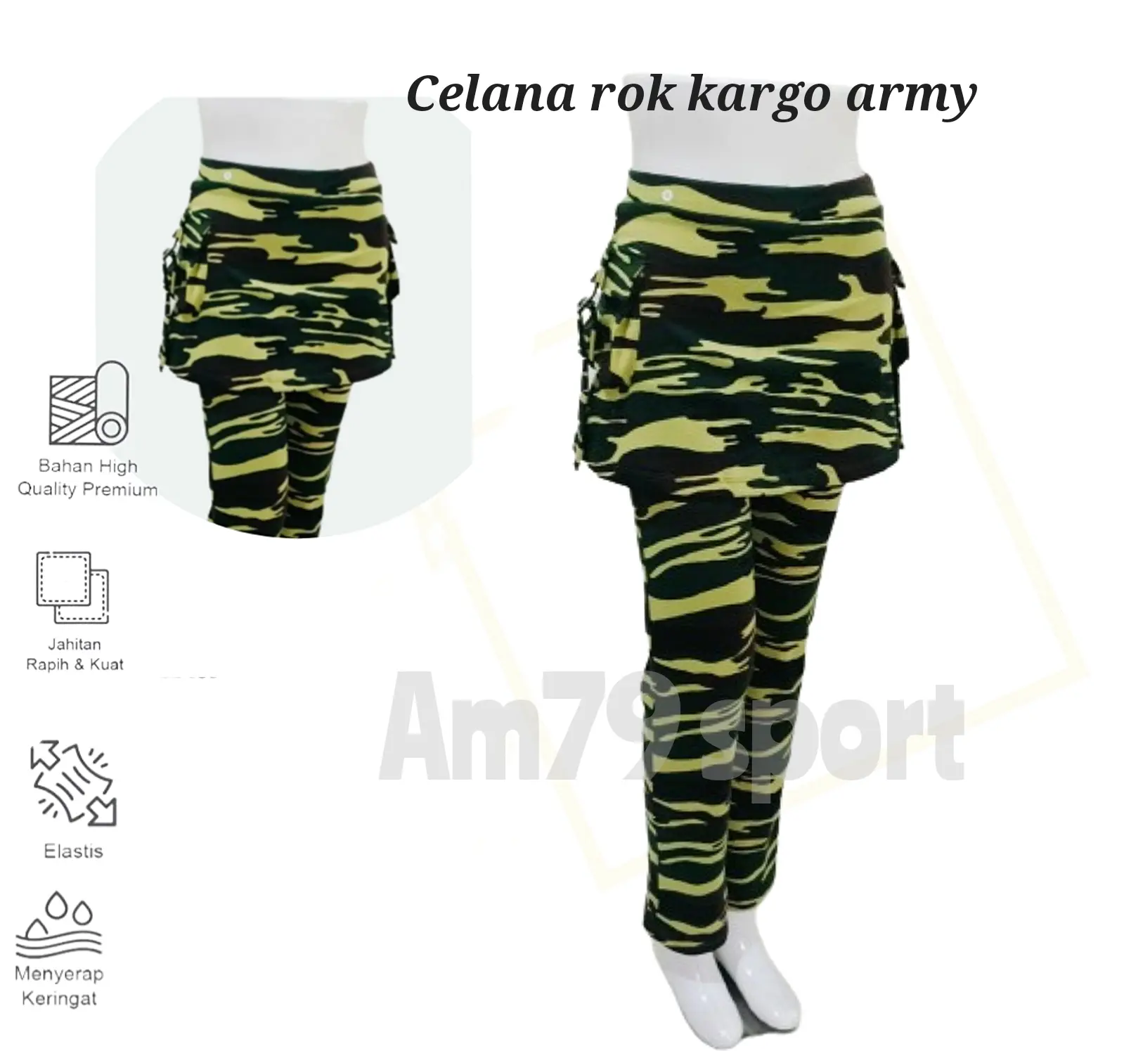 Celana Rok Olahraga Army Sport | Celana senam kargo Wanita