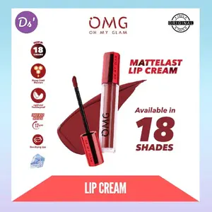 OMG Oh My Glam Matte Last Lip Cream 2.9gr - Lip Cream Matte Dengan Warna Intense Maskproof Tahan Lama & Ringan 18 Warna Sesuai Kulit Wanita Indonesia