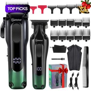 プロフェッショナルヘアクリッパーセット、1セットの電気LEDディスプレイビアードトリマー&クリッパー&アクセサリー、男性用USB充電式ヘアトリマーキット