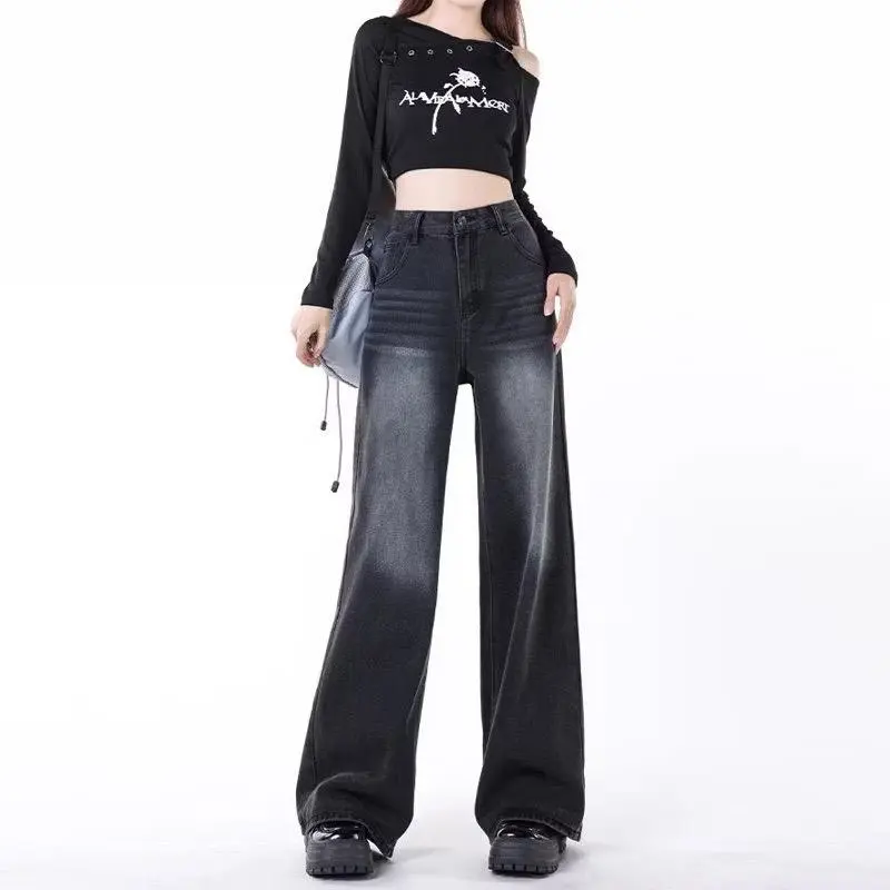 (UNISEX) Celana Baggy Jeans Wide Leg Wisker - Oversize Baggy Loose Jeans - Celana Panjang Jeans Pria Stretch