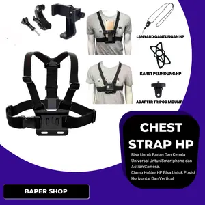 Body Chest Strap HP / Handphone Tali Dada Motovlog Smartphhone Vlog Youtube Content Creator holder tripod Aksesoris Camera
