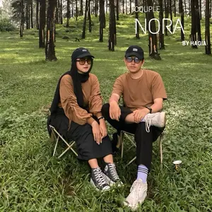 Nora couple by hagia | sudah couple blouse serut dan kaos pria bahan cotton combed super nyaman baju couple pasangan - baju couple - family matching set - kaos couple pasangan Polos