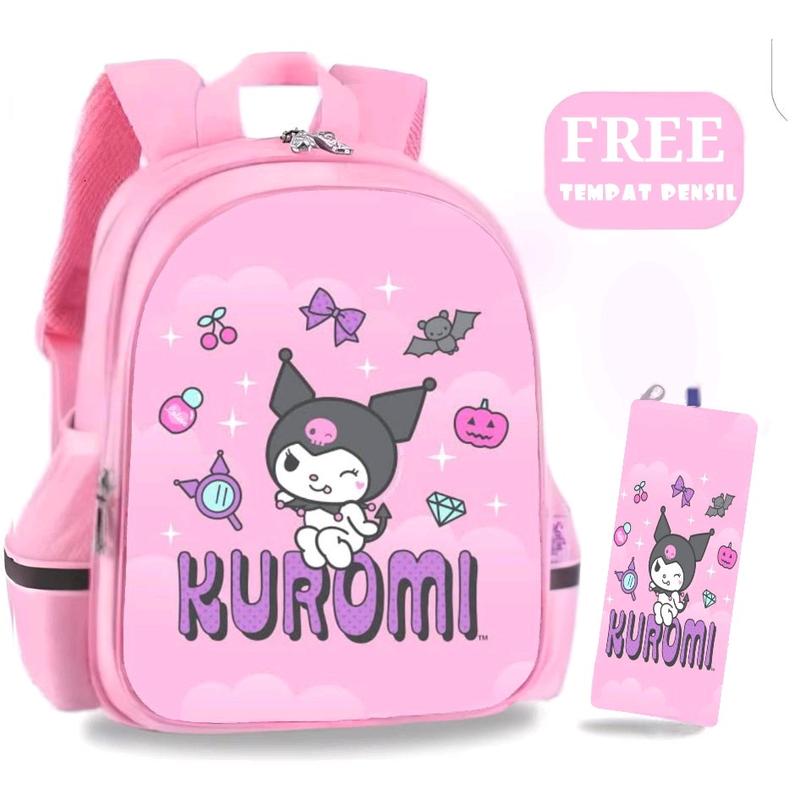 Tas Ransel Anak Sekolah SD TK Kuromi Motif, Kapasitas Besar untuk Buku, Alat Tulis dan Perlengkapan Sekolah Lainnya Fashion 0