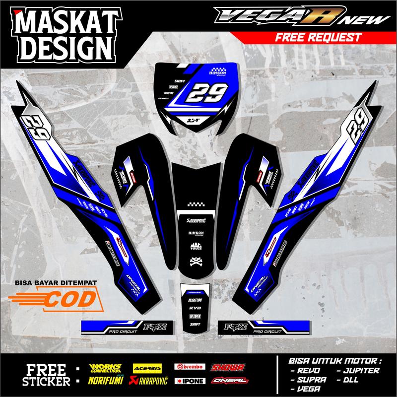 Sticker Motor RBT/GTX VEGA R New: Modif SUPERMOTO YZ CRF KLX KX KTM RBT GTX - Maskat Design 24.03 Motorcycle Glosy 0