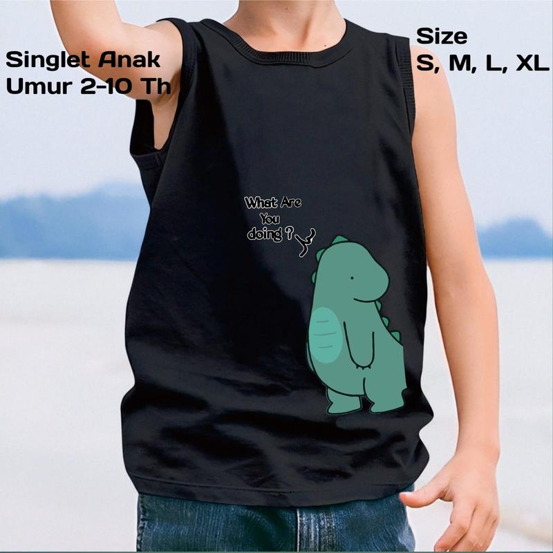 Kaos Lekbong Ideal Anak Cowok/Cewek Unisex Singlet 2-10 Tahun Trendy Ideal DINO- Fashion Perempuan - Baju Laki-Laki 4
