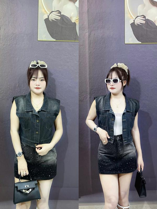 Áo Jean Gile Nữ Có Táp Da Phía Sau Chất Jean Mềm Mịn GL02 - Voi, Nhung