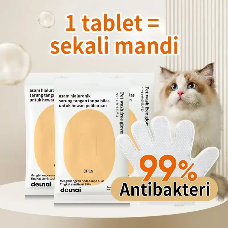 【COD】【ready stock】DOUNAI TisuBasah Anjing Kucing Sarung Tangan Pembersih Spa Murah | Pet Spa Cleaning Gloves | Pet SoftPet Wipes Dog Cat | Tissue Basah Anabul HewanPeliharaan Tanpa Mandi handuk  kucing  cepat  kering