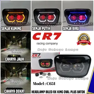 Lampu Headlamp Biled Matrix Owl 2 Mata RX KING CR7 C651 High Low Plus 2 Mode senja Set Batok