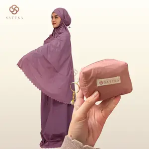 Mukena Mini Travel Sattka Parasut Korea Premium - Free Pouch & Sajadah Muka, Sekecil Genggaman Tangan MUDAH DILIPAT