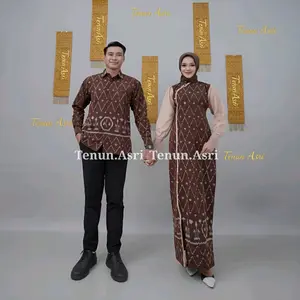 Set Couple Tenun Jenar Dress Mahogany Baju Pasangan pria wanita kondangan prewedding natal imlek lebaran pakaian perempuan