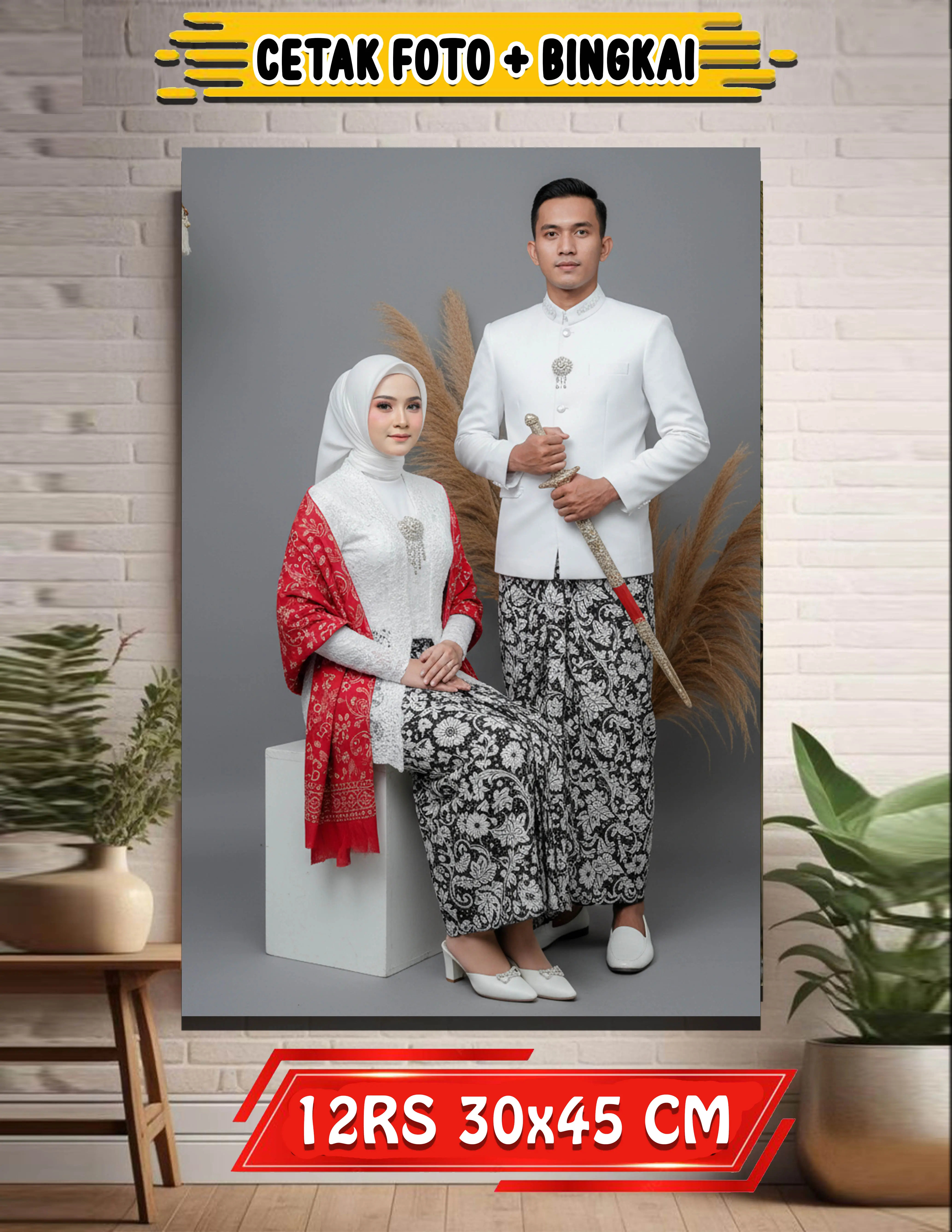 CETAK FOTO JUMBO BESAR UKURAN 12RS 30x45 cm KUALITAS HD Dengan Bingkai Elegan untuk Dekorasi Rumah