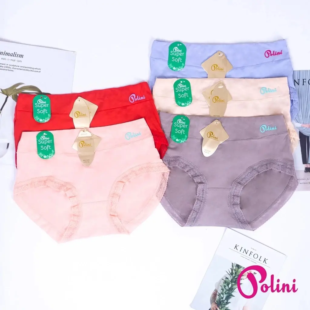 ￼GROSIR 6 PCS POLINI Celana Dalam Wanita Bahan Katun Elastis Cd 1264
