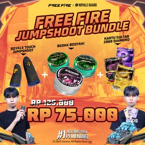 [FREE FIRE JUMPSHOOT BUNDLE] - Bedak Booyah Royals Dust Solo + Royals Touch Jumpshoot Sarung Jempol Gaming Bonus Diamond Card Free Fire Exclusive Cards(DIAMOND FF)