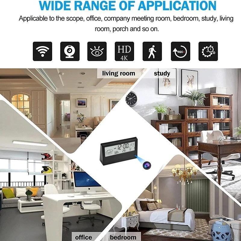Product Introduction of Jam Penggera Pelbagai fungsi, Model Kamera Tersembunyi 2 dalam 1, Kamera Mini 4k HD, Kamera Kecil, Jam Penggera Rumah, Kamera Keselamatan, Kamera Pintar WiFi Tanpa Wayar, Penyimpanan Kad SD, Akses Jauh Telefon Bimbit, Hayat Bateri Ultra Panjang, Sesuai 3