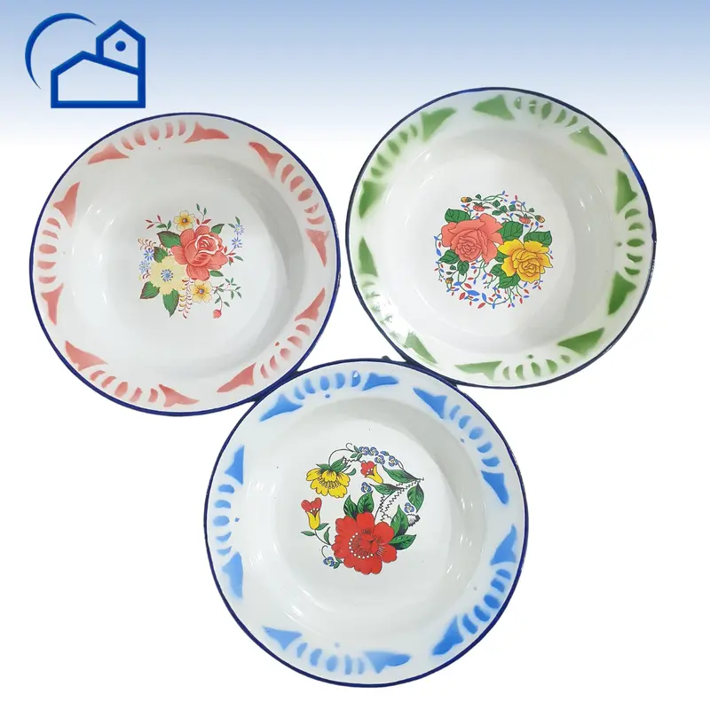 ALAT PIRING MAKAN SENG JADUL AYAM JAGO PIRING SENG ENAMEL BUNGA JADUL ENAMEL TEBAL 7